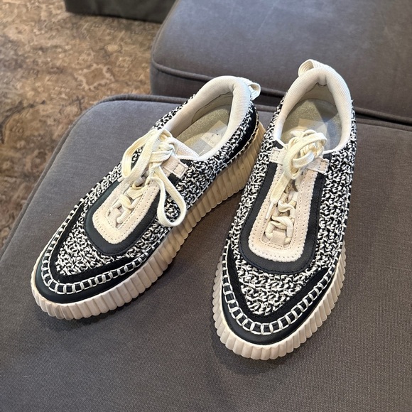 Dolce Vita Women’s Dolen Sneakers Black & White Woven Platform Size 8.5 - Picture 3 of 12